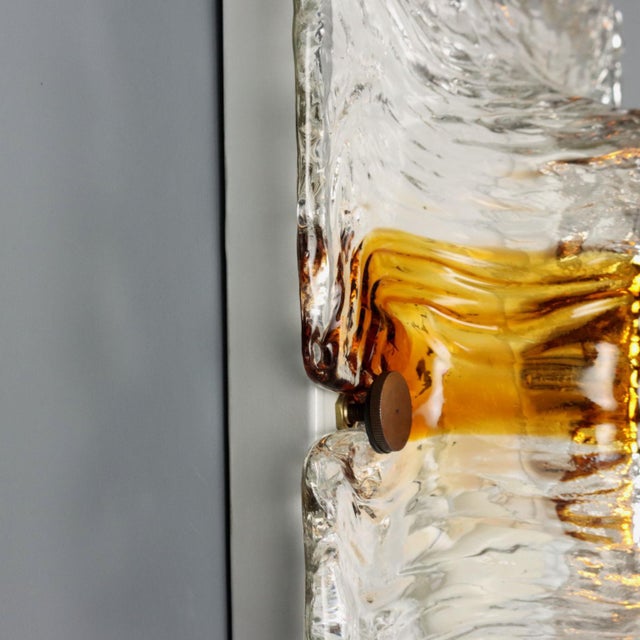 Orange Glass and Brass Wall Lamps, 1970s, Set of 2 For Sale - Image 8 of 9