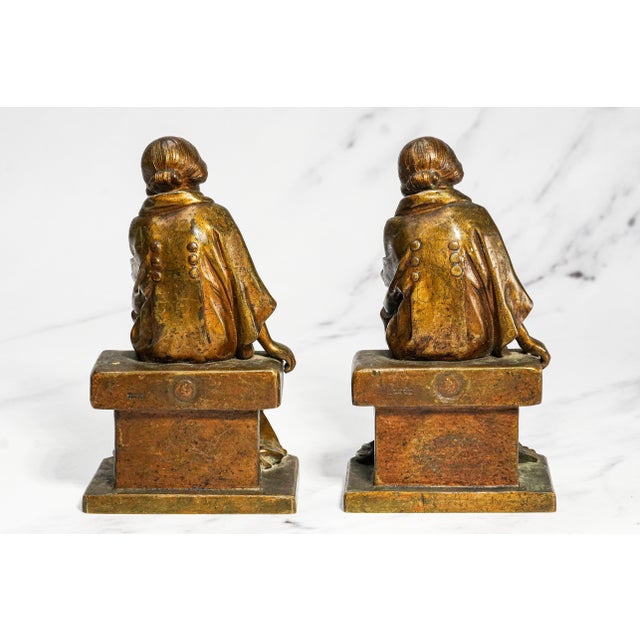 Rare Antique Bertolini Clemente “Pensive” Bronze Woman Figural Sculpture Statue Bookends Ovington New York Luxury Home Decor Art For Sale - Image 11 of 18