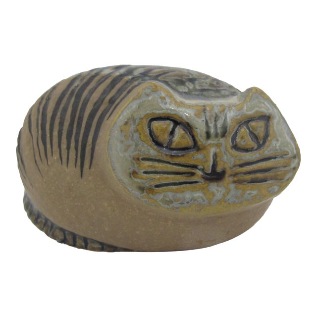 Lisa Larson Lilla Zoo Series Cat Loaf Stoneware Gustavsberg Sweden Figurine For Sale