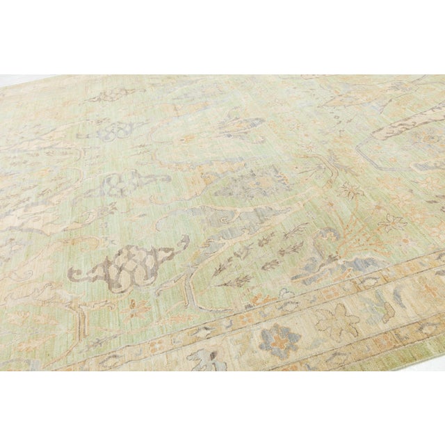 2020s Modern Oushak Style Hand-Knotted Wool Area Rug in Soft Sage, Gold & Lavender For Sale - Image 5 of 12