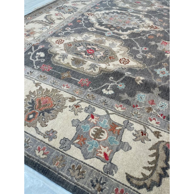 Abstract Star Oushak Rug, Gray 2.5x8 For Sale - Image 3 of 3