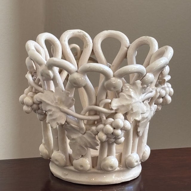 Mid-20th Century Italian Ceramic Openwork Cachepot For Sale - Image 11 of 17