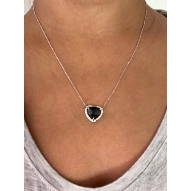 Black 5.11 Carat Black Diamond White Diamond White Gold Chain Necklace For Sale - Image 8 of 8