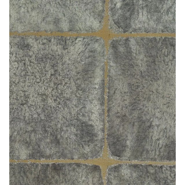 Contemporary The House of Scalamandre Silver Leaf Squares Wallcovering, Silver on Gold For Sale - Image 3 of 3