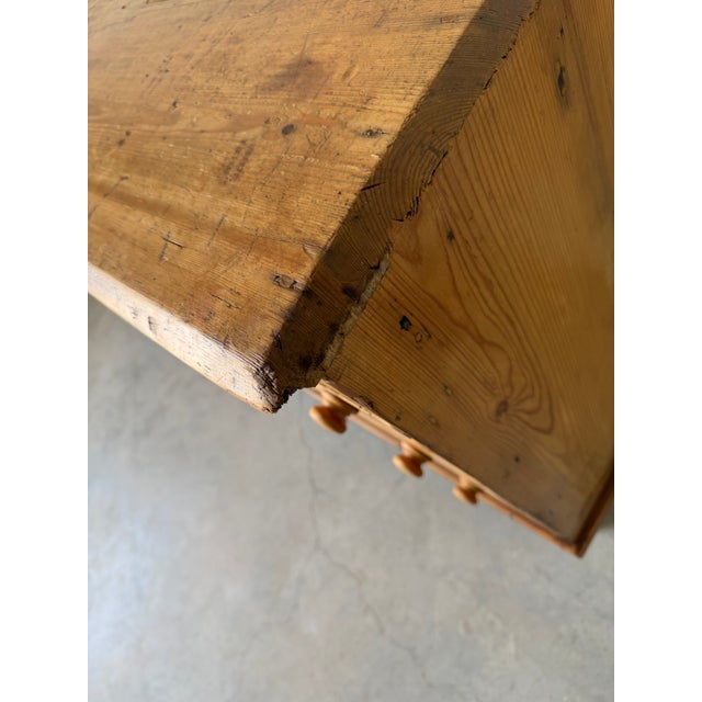 Brown Antique English Pine Sideboard With Central Cupboard & Nine Drawers For Sale - Image 8 of 12
