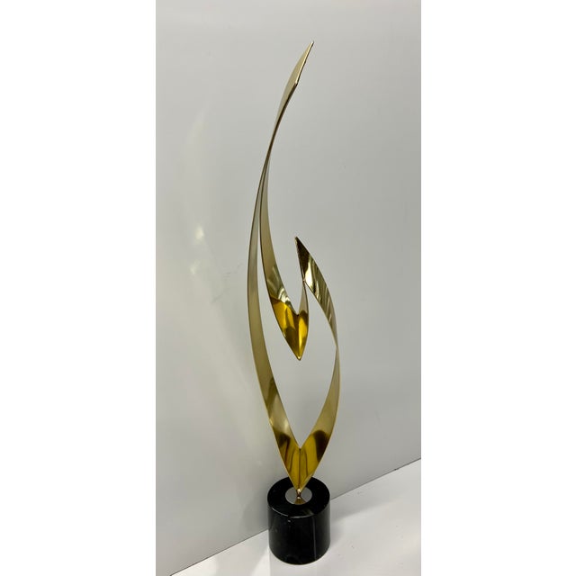 Metal Mid Century Modern Abstract Brass Flame Sculpture by Curtis Jere For Sale - Image 7 of 11