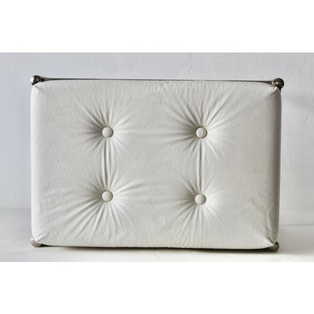1970s George Koch & Sons Chrome Rectangular Padded Tufted Ivory Vinyl Seat Vanity Stool For Sale - Image 10 of 11