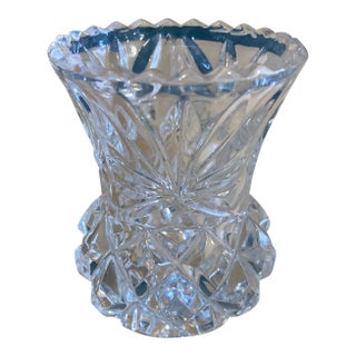 Vintage Cut Glass Small Vase or Toothpick Holder For Sale