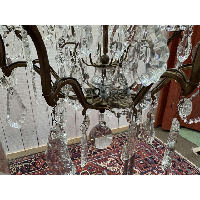 8-Light Bronze Chandeliers with Baccarat Crystal Drops, 1950s, Set of 2 For Sale - Image 6 of 18