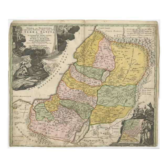 Holy Land Map of Judaea Palestina from Homann, 1710s For Sale