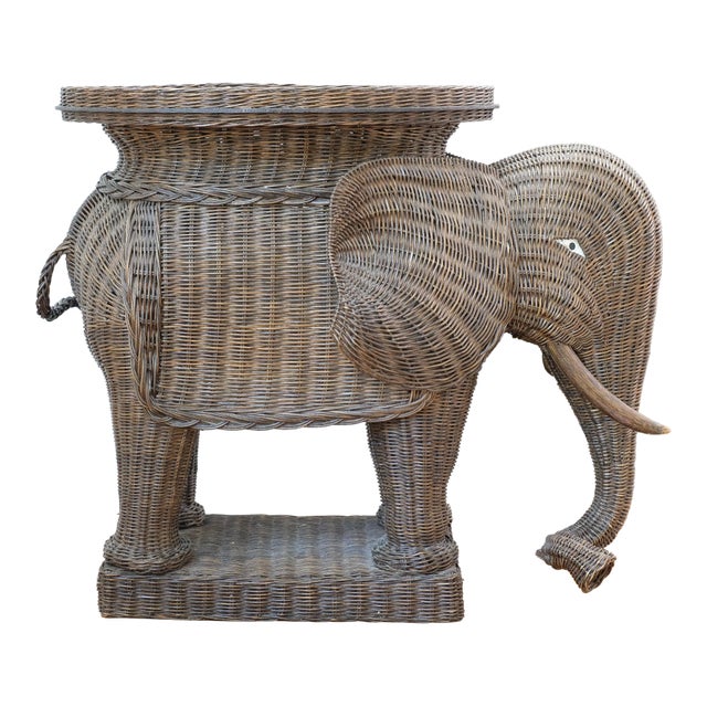 Large Wicker Italian Elephant Table For Sale