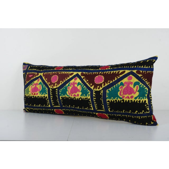 Mid-Century Modern Yellow Turkish Suzani Cushion Cover For Sale - Image 3 of 5
