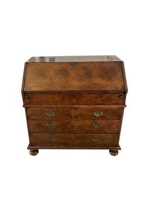 Large William and Mary Burr Walnut Herringbone Inlaid Two Part Bureau, 1680s