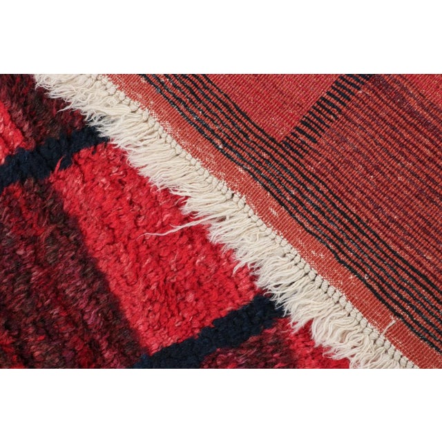 Textile Vintage Tulu Rug in Red and Blue With Geometric Pattern - Rug & Kilim For Sale - Image 7 of 7