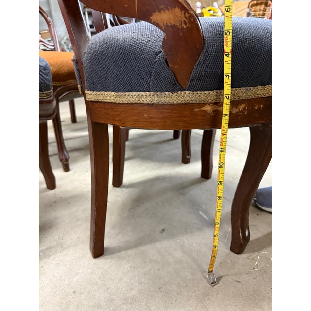 Late 19th Century Set of 6 Louis Philippe Hand Embroidered Needlepoint Parlor Chairs For Sale - Image 4 of 14