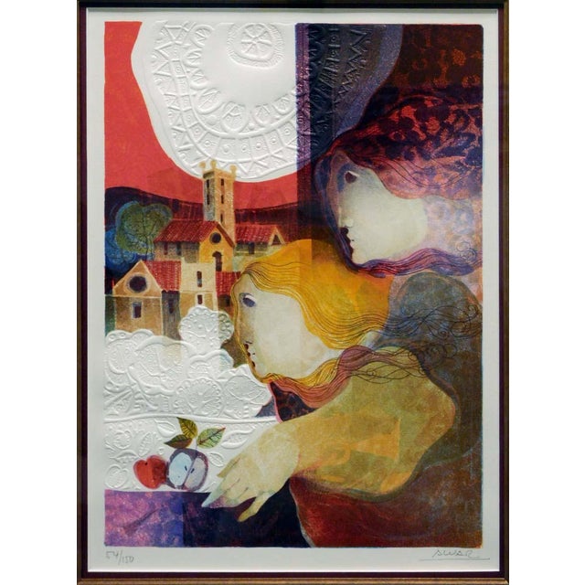 1990s 1990s Sunol Alvar "Maternitat Del Poble" Original Lithograph, Signed, Framed For Sale - Image 5 of 5