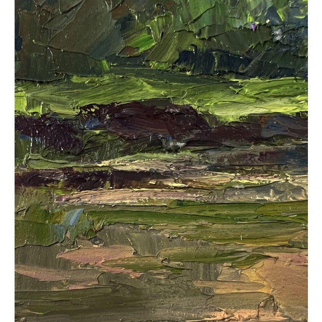 Paper Oil Painting Spring Sunset Over the River Boris Serdyuk For Sale - Image 7 of 10