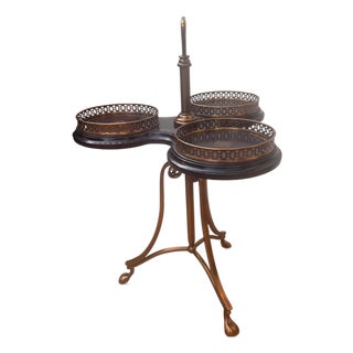 Vintage Maitland-Smith Trefold Tooled Leather & Brass Side Table For Sale