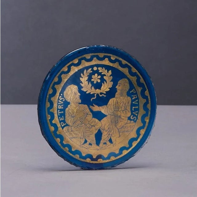 Venetian Blue Glass Romanesque Revival Medallion, Late 19th Century For Sale - Image 4 of 11