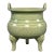 Vintage Chinese Longquan Celadon Porcelain Incense Burner | One of a Kind, Carved‑Pattern Double Handles For Sale