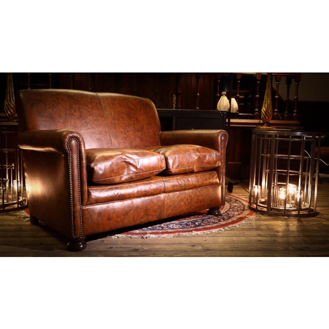 Small Prince 2-Seater Club Sofa in Brompton Tan Leather from Tetrad, 2010s For Sale - Image 12 of 18
