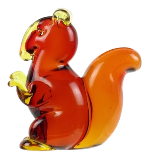 Murano Seguso Vintage Sommerso Orange Red Yellow Italian Art Glass Mid Century Squirrel Figurine