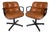 Vintage Camel Leather Executive Chairs by Charles Pollock for Knoll, 1970s, Set of 2 For Sale