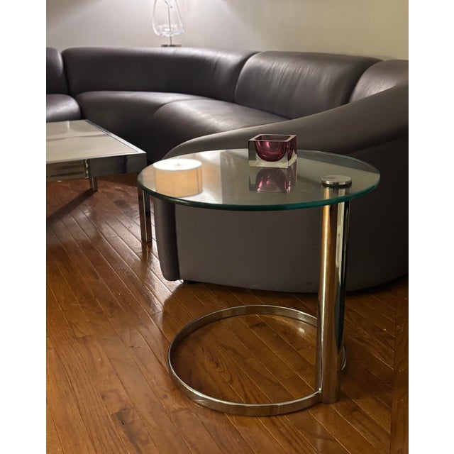 Leon Rosen Leon Rosen for Pace Cantilevered Drinks Side Table in Steel and Glass For Sale - Image 4 of 4