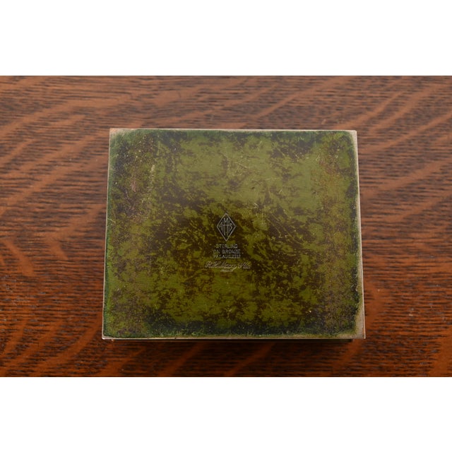 Heintz Arts & Crafts Sterling Silver on Bronze Humidor or Cigarette Box For Sale - Image 10 of 12