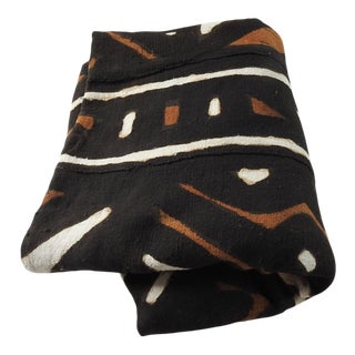 Vintage Brown, White & Black Mud Cloth Fabric For Sale