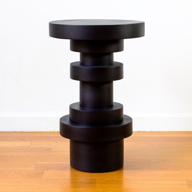 Mid-Century Modern Sass Tall Side Table, Black, Wood End Table, Sample, Modern, Minimal, Accent Table, Pedestal For Sale - Image 3 of 10