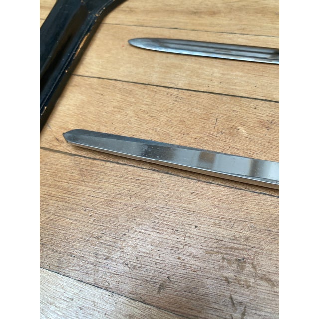 Lancel Steel Desk Set with Leather Case, France, 1960s, Set of 4 For Sale - Image 11 of 15