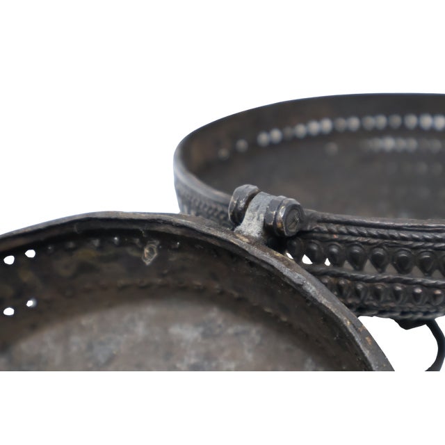 Antique Ornate "Lost Wax" Cast-Brass Dhokra-Type Box With Pierced Floral Lid & Rosette Feet For Sale - Image 17 of 18