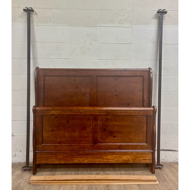 This is a gorgeous vintage full size sleigh bed in a Louis Philippe style by Progressive Furniture, Inc. Wood appears to...