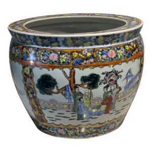 Chinese Export Koi Fish Bowl Jardinière Planter .