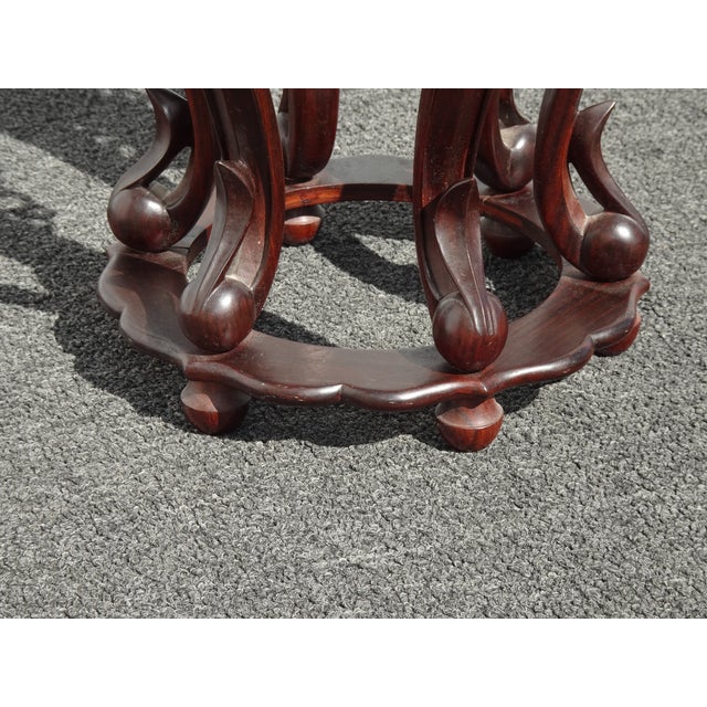 Vintage 20th Century Chinese Carved Wooden Side Table Plant Stand For Sale - Image 14 of 15