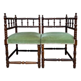 Mid-Century French Corner Chairs, 1940s, Set of 2 For Sale
