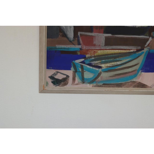 Hannes Glaeser, Harbour Motif with Boats, 1950s, Oil on Panel, Framed For Sale - Image 4 of 16
