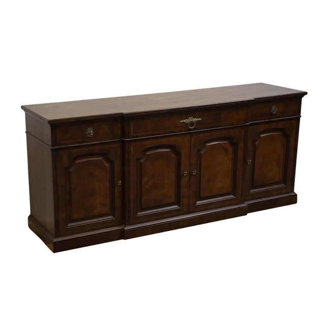 HENREDON FURNITURE Solid Walnut Traditional Style 70" Breakfront Buffet Credenza 7320-21 - Bordeaux Finish 30.5" High 70"...