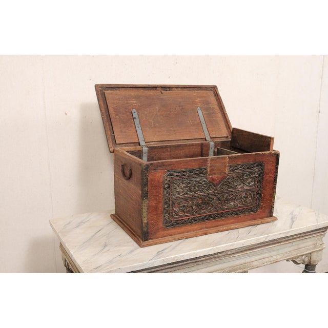 Early 20th Century Early 20th C. Teak Box W/ Intricate Carvings For Sale - Image 5 of 12