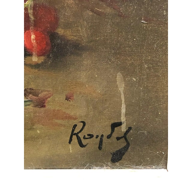 Illustration 18th Century Still Life Oil Painting on Canvas Signed on the Bottom, Framed For Sale - Image 3 of 5