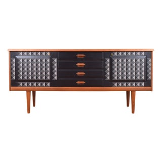 Mid-Century Modern Op-Art Hand-Painted Teak Sideboard by Gustav Bahus, 1960s For Sale
