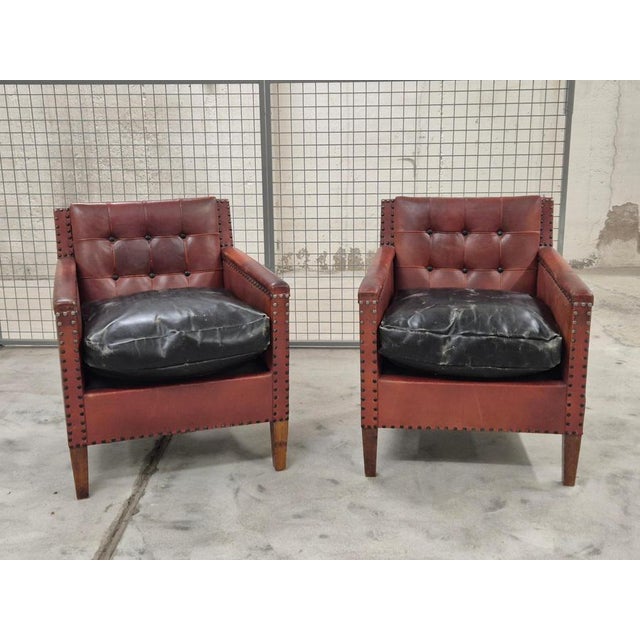 Club Chairs in Leather attributed to Otto Schultz, Sweden, 1940s, Set of 2 For Sale - Image 4 of 15