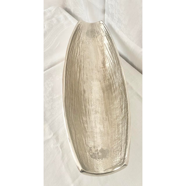 Crate & Barrel Handcrafted "Allegra" Nickel-Finish Oblong Centerpiece Bowl For Sale - Image 11 of 12