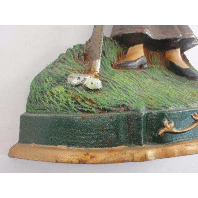 Vintage Mid Century Lady Golfer Painted Doorstop For Sale - Image 10 of 10