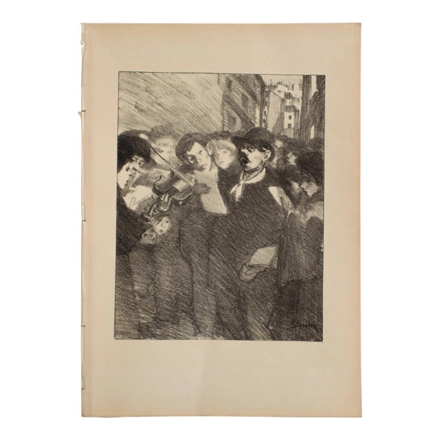 1890s Original French Art Nouveau Illustration, Boisterous Men For Sale