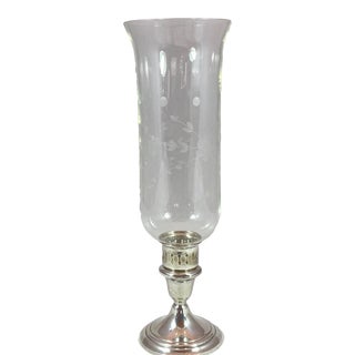 Gorham Sterling Silver and Crystal Hurricane Candle Holder For Sale