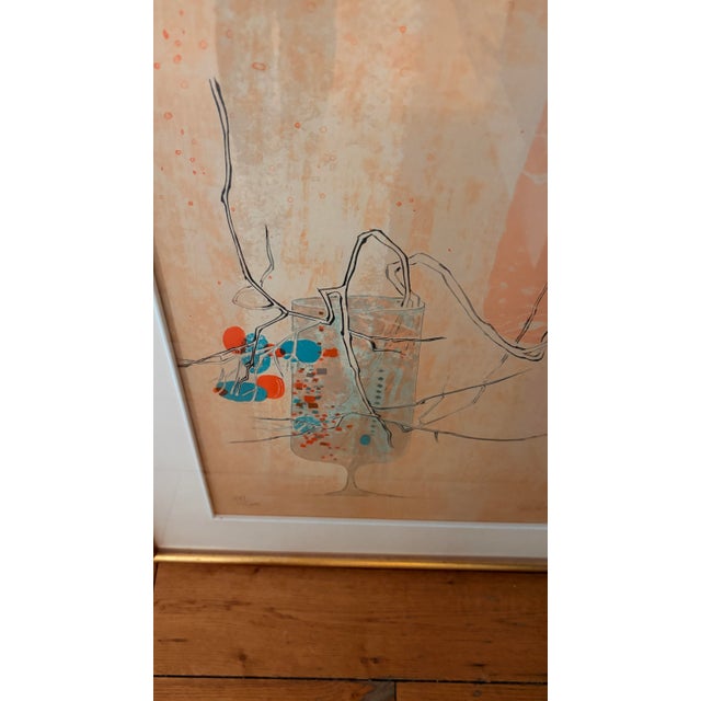 1980s 1980s Abstract “Fleurs D’Amitié” Lithograph #17/250 Signed by Lebadang – Large Framed – 45”x24” – With Original Documents For Sale - Image 5 of 12