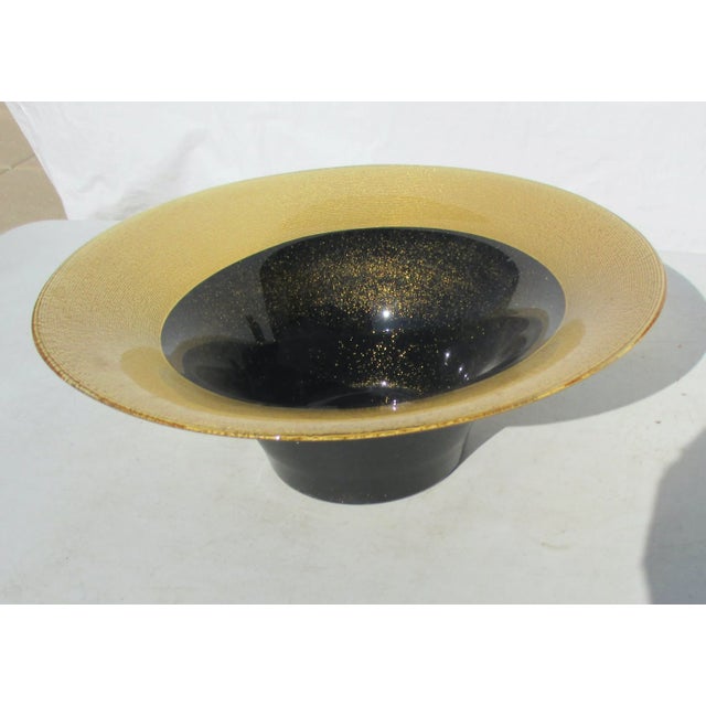 Art Deco Gold Sparkle and Black Art Glass Center Piece For Sale - Image 3 of 6
