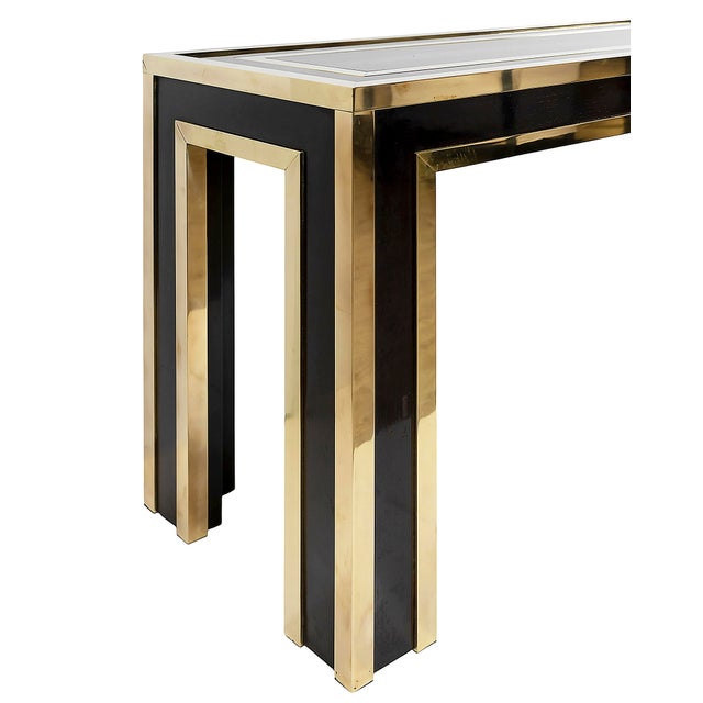 1970s Mid-Century Modern Italian Wood and Glass Console Table, 1970 For Sale - Image 5 of 7